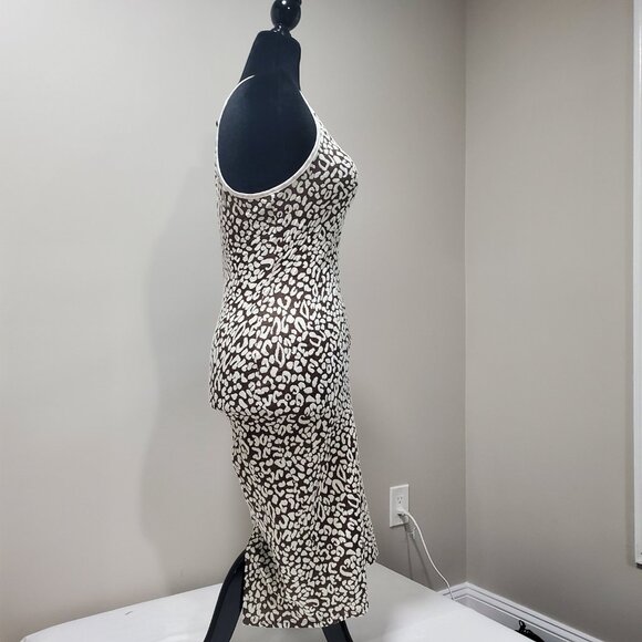 BROWN AND WHITE HALTER NECK SUMMER DRESS ANIMAL PRINT BODYCON SIZE M - Picture 6 of 6